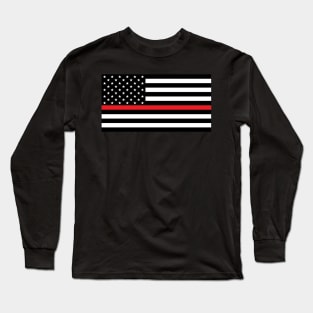 US Flag "Fire Fighter" B&W Long Sleeve T-Shirt